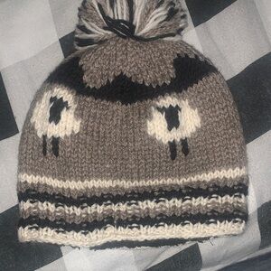 New Brown and Black Knit Beanie made of wool